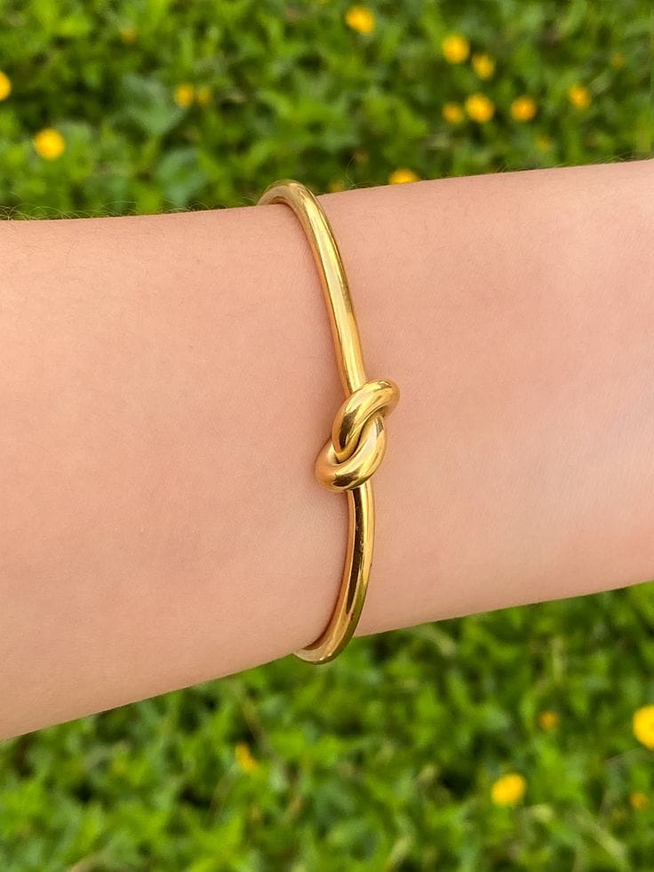 Gold Tie Knot Cuff Bracelet