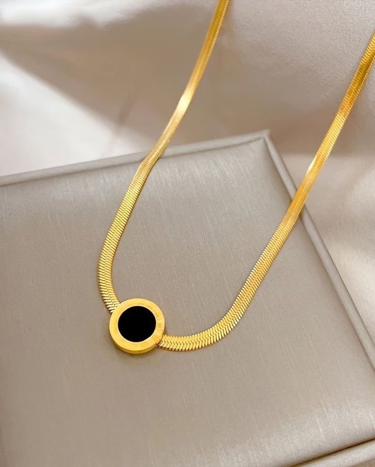 Gold and Black Coin-Style Necklace