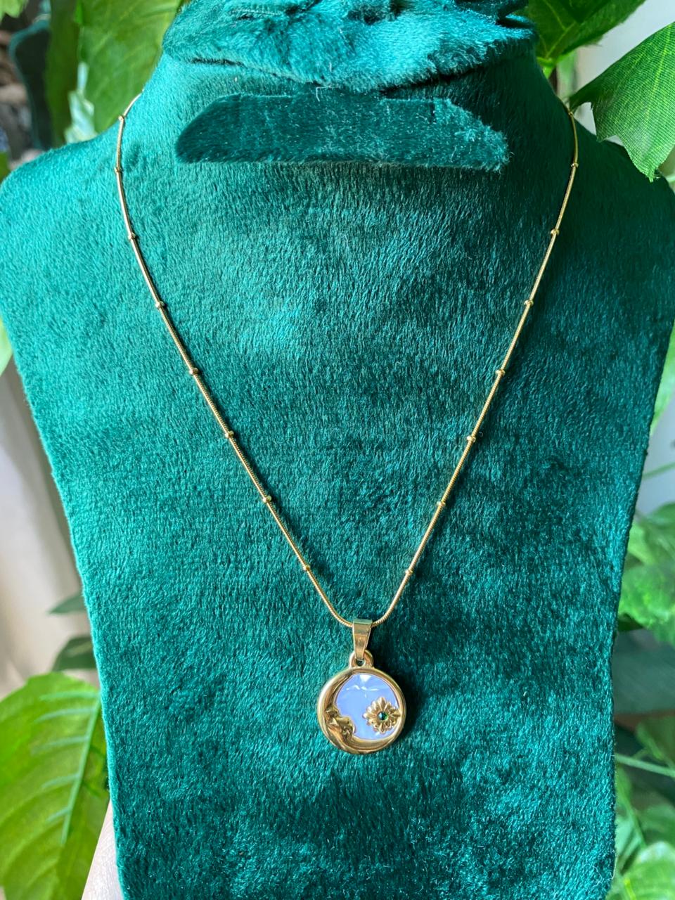 Moon and Star Gemstone Necklace