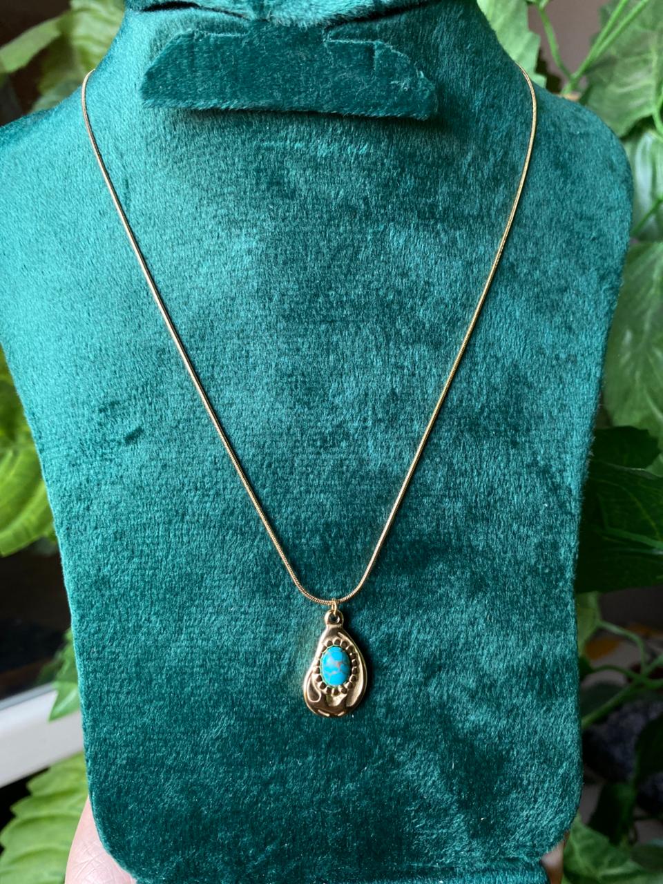 Tiny Teardrop Turquoise Necklace