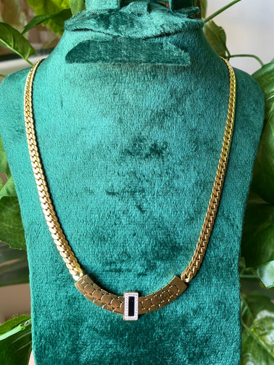Vintage Gold Curb Chain Collar Necklace