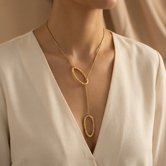 Alba Hammered Drop Necklace