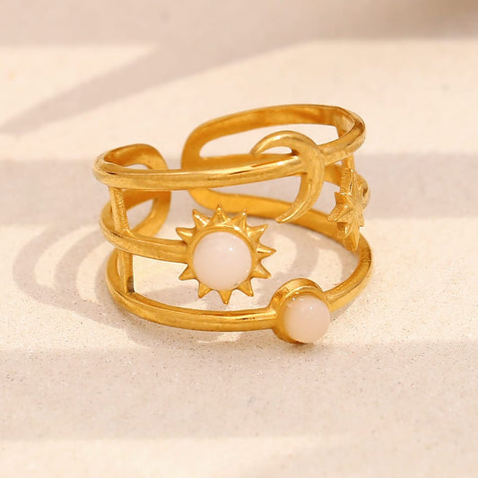 Gemstone Sun Moon Ring