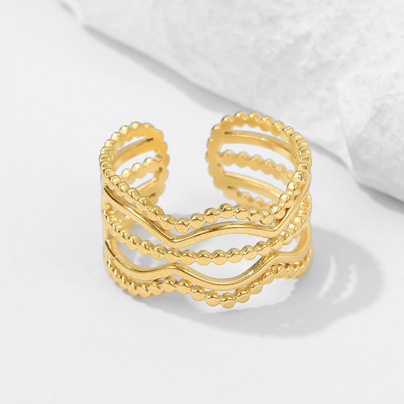 Gold Ripple Band Ring