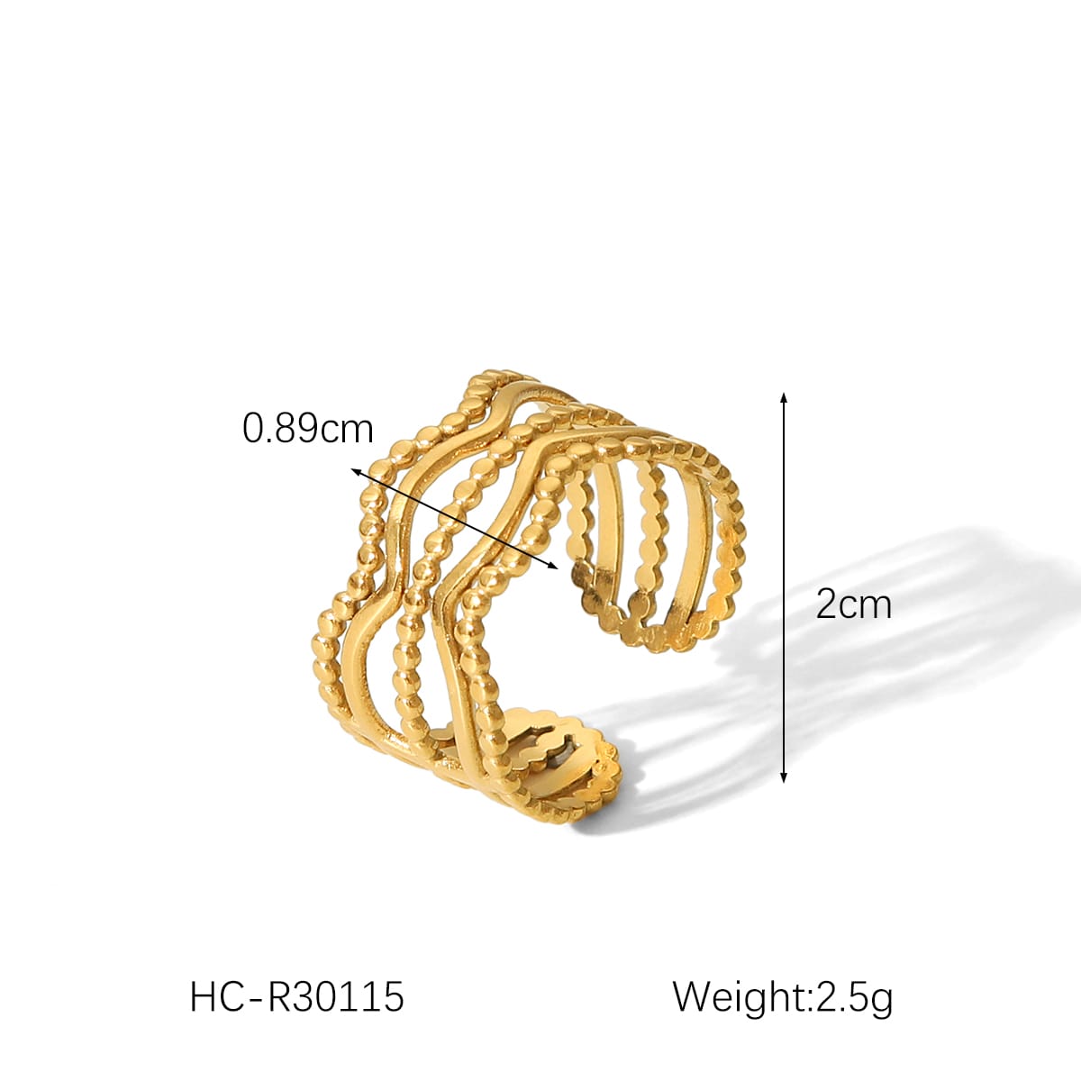 Gold Ripple Band Ring – Zeina