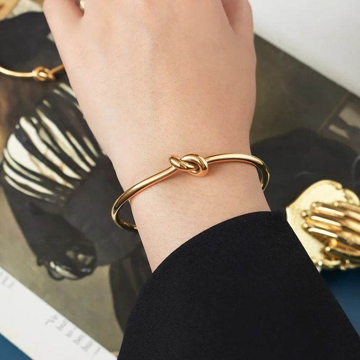 Gold Tie Knot Cuff Bracelet