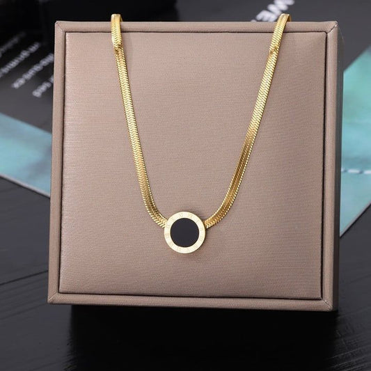 Gold and Black Coin-Style Necklace