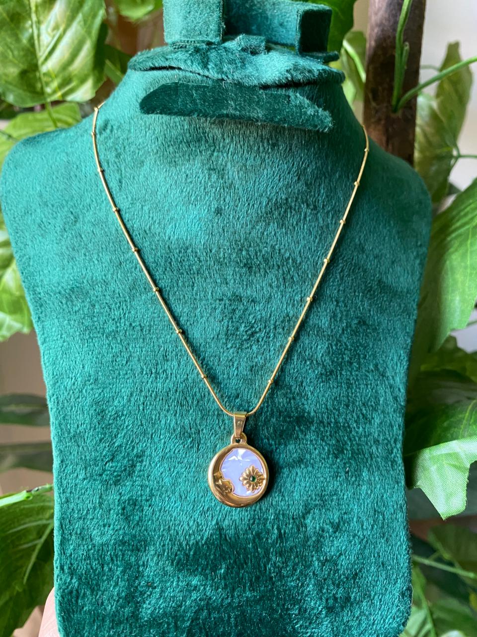 Moon and Star Gemstone Necklace