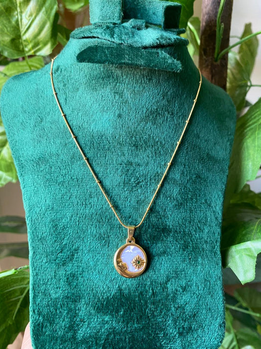 Moon and Star Gemstone Necklace