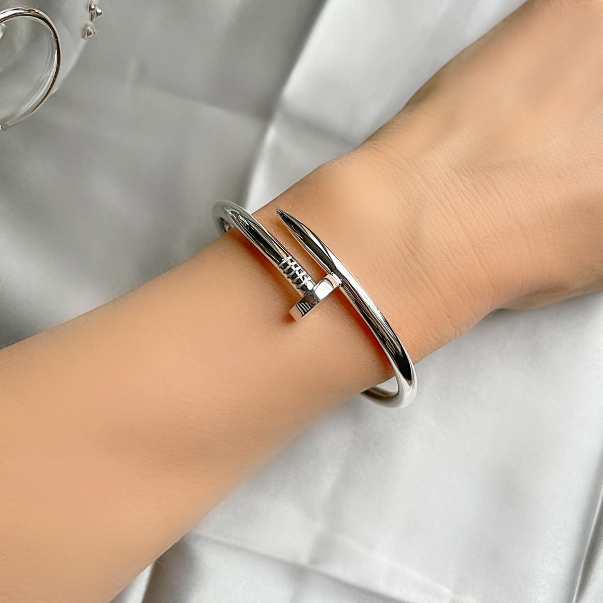 Silver Cartier Nail Bracelet