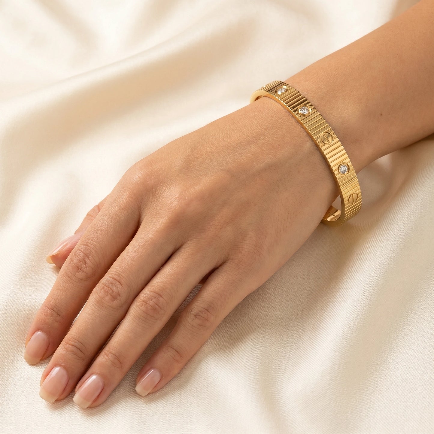 Striped Strass Cartier Love Screw Bracelet