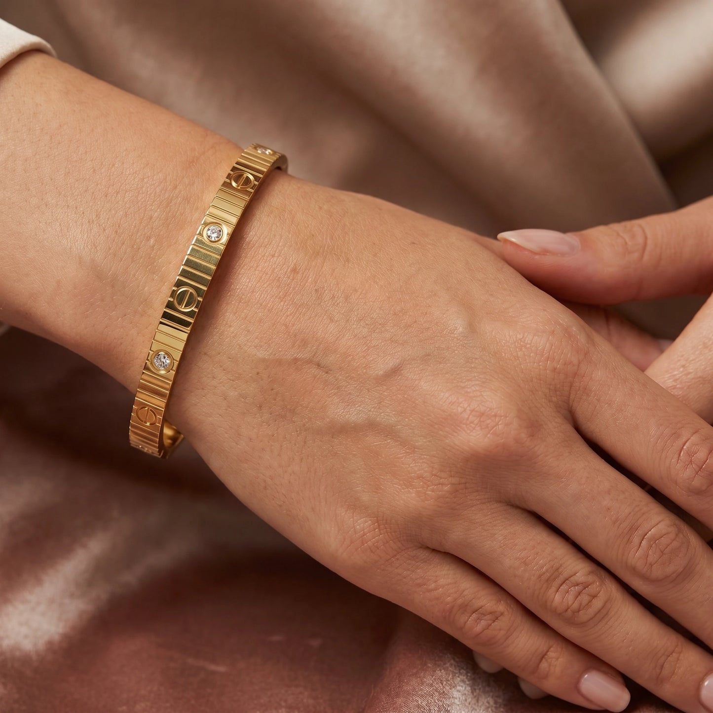 Striped Strass Cartier Love Screw Bracelet