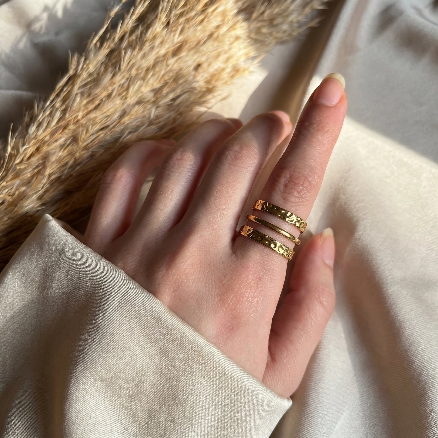 The Hammered Trio Ring
