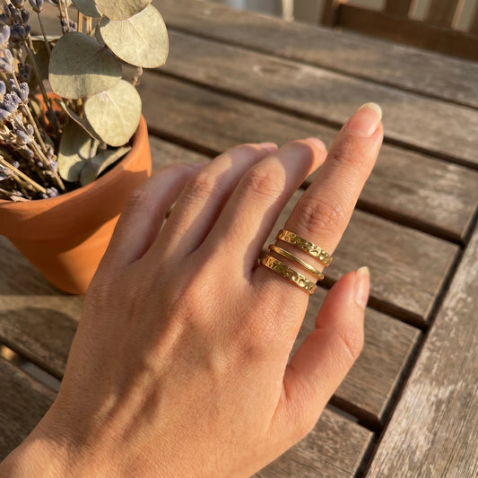 The Hammered Trio Ring