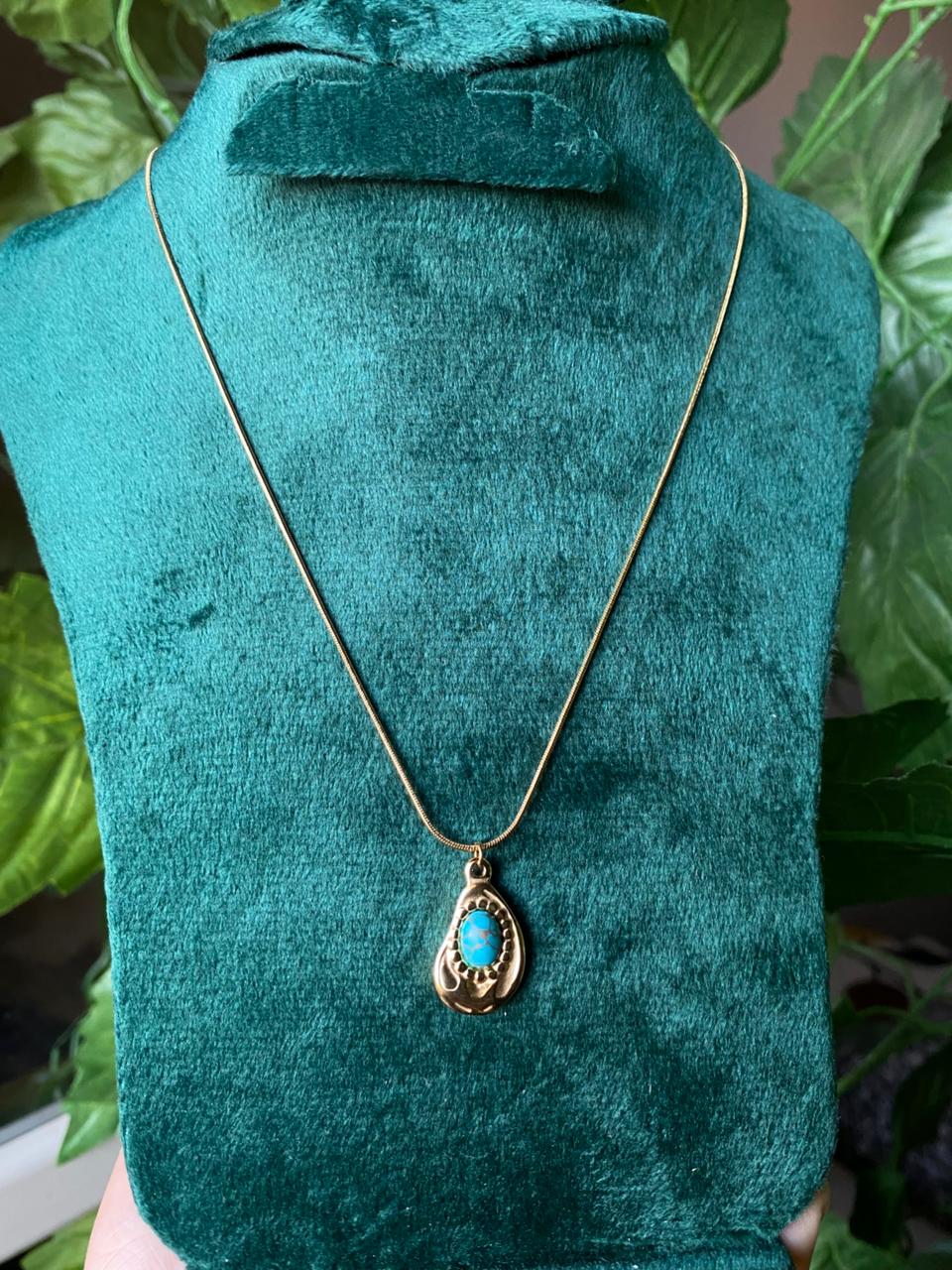 Tiny Teardrop Turquoise Necklace