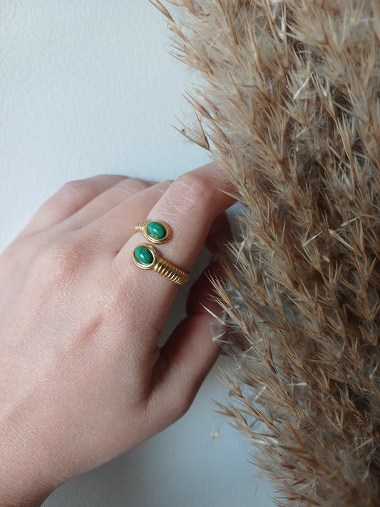 Green Snake Head Ring