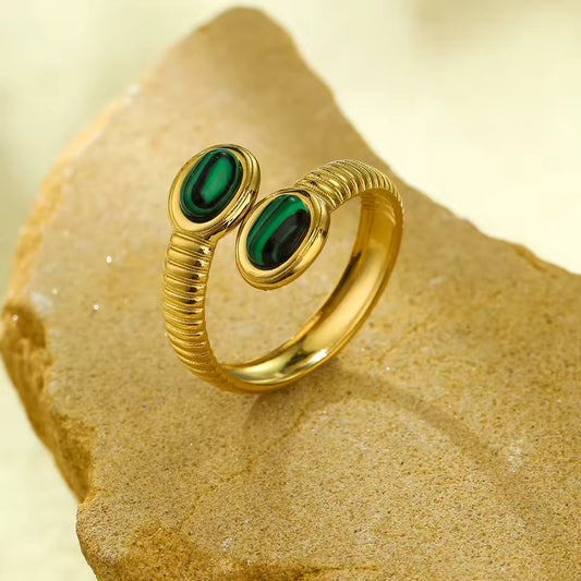 Green Snake Head Ring